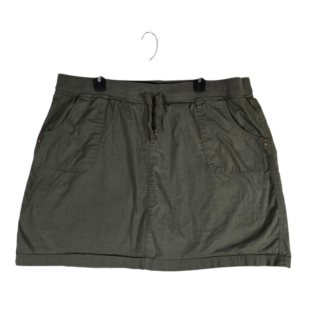 Dash Skort Womens Plus 1X Solid Olive Green Pull On Drawstring Elastic Waist